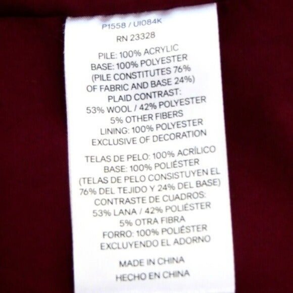 NEW! Women's Pendleton Fuzzy Sherpa Wool Blend Zip Jacket Maroon Red SZ S - Picture 11 of 12